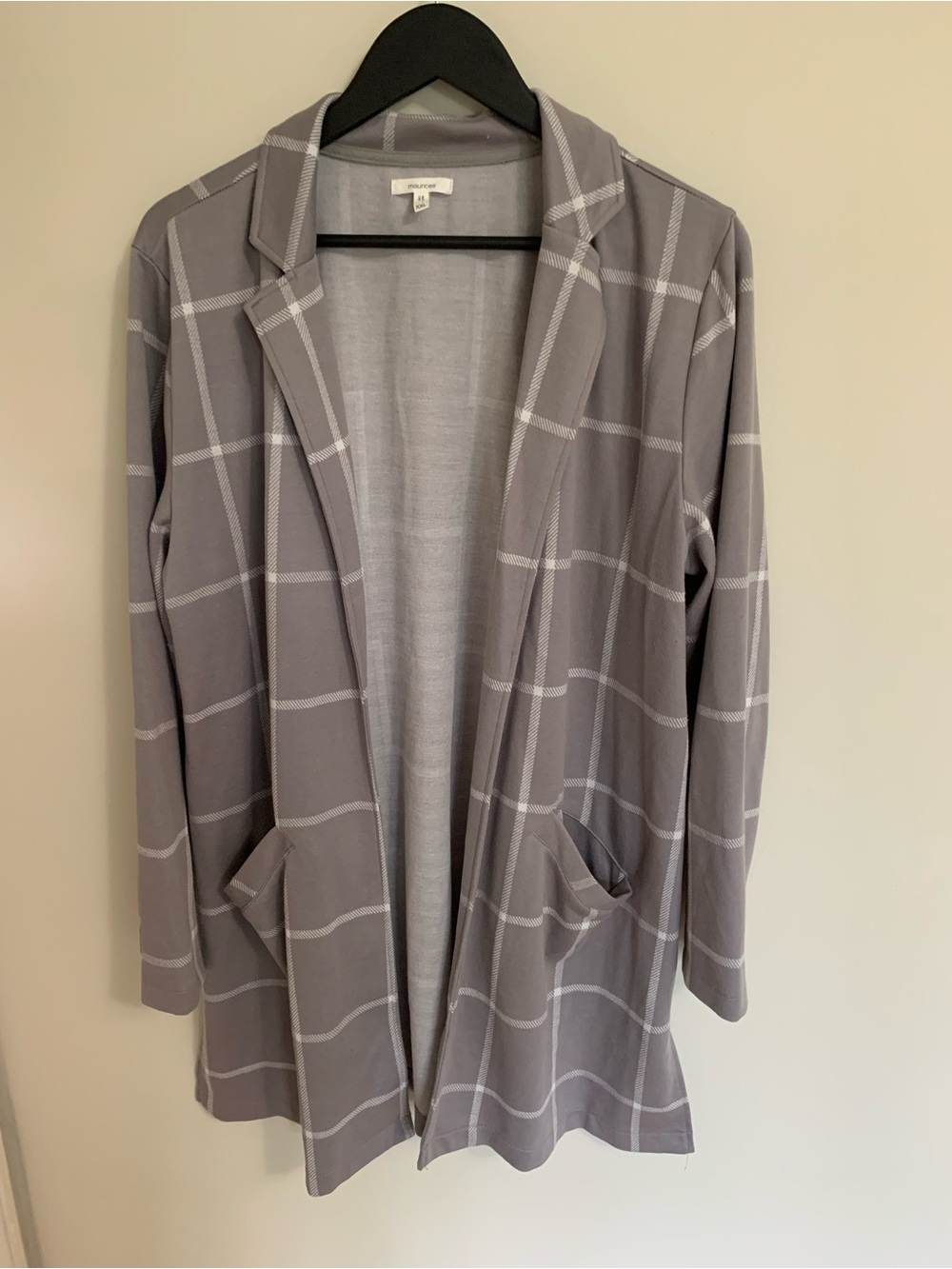 Plus Size Long Open Knit Blazer